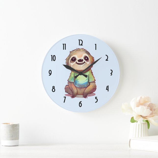 Lächelndes Fliegensitzen mit Kreuzleder Große Wanduhr (Zuhause)