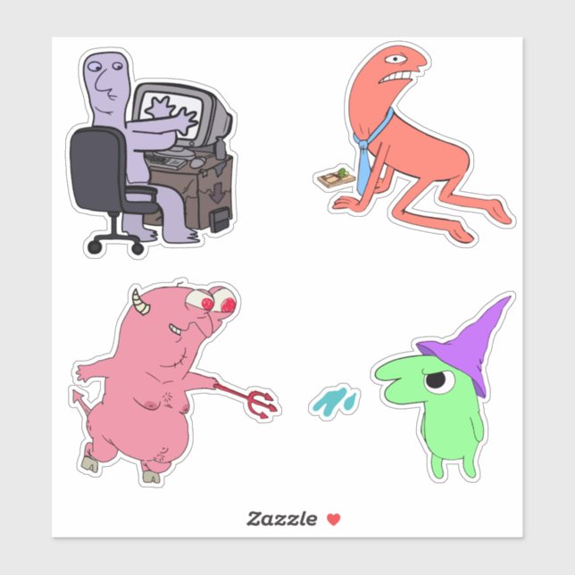 Lächelndes Friends Characters Adult Swim Sticker P (Blatt)