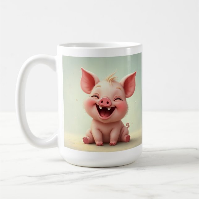 Lächelndes Gesicht Baby Pig Tasse Cup (Links)