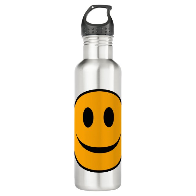 Lächelndes Gesicht Emoji Edelstahlflasche (Vorderseite)