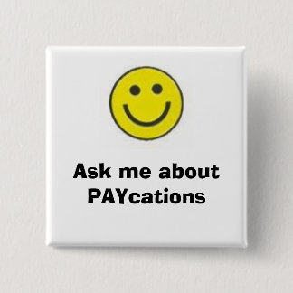 lächelndes Gesicht, fragen mich über PAYcations Button