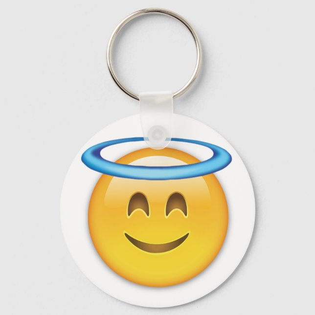 Lächelndes Gesicht mit Halo Emoji Schlüsselanhänger (Vorderseite)