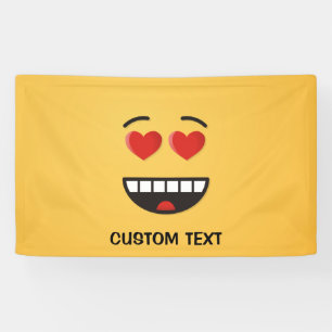 Lächelndes Gesicht mit herzförmigen Augen Banner
