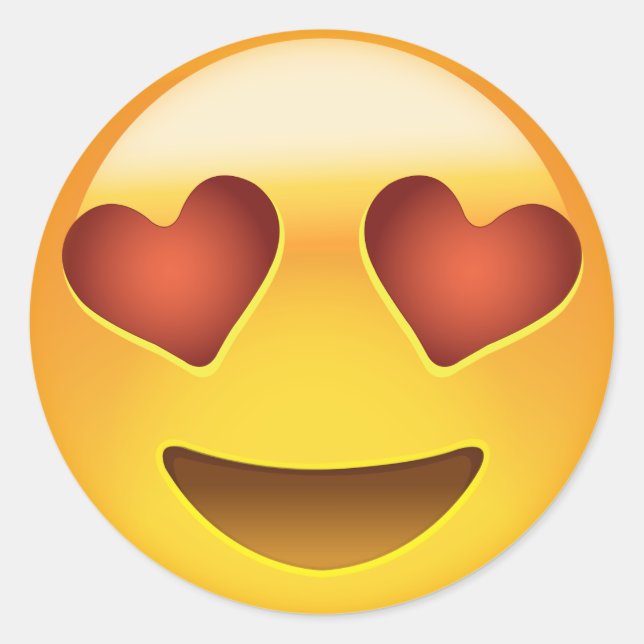 Lächelndes Gesicht mit herzförmigen Augen Emoji Runder Aufkleber (Vorderseite)