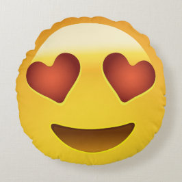 Lächelndes Gesicht mit herzförmigen Augen Emoji Rundes Kissen