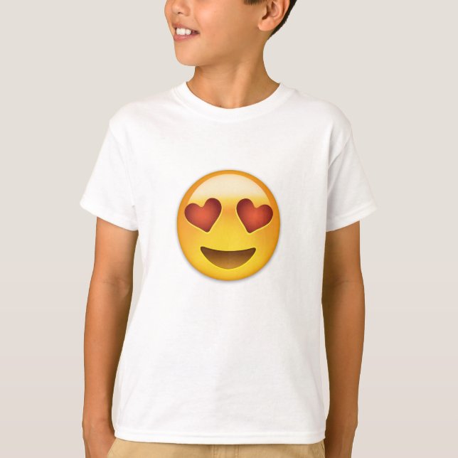 Lächelndes Gesicht mit herzförmigen Augen Emoji T-Shirt (Vorderseite)