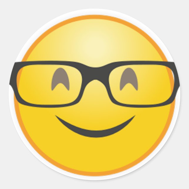 Lächelndes Gesicht mit Nerd-Brille lustige Emoji-A Runder Aufkleber (Vorderseite)