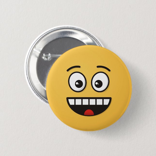 Lächelndes Gesicht mit offenem Mund Button (Vorne & Hinten)