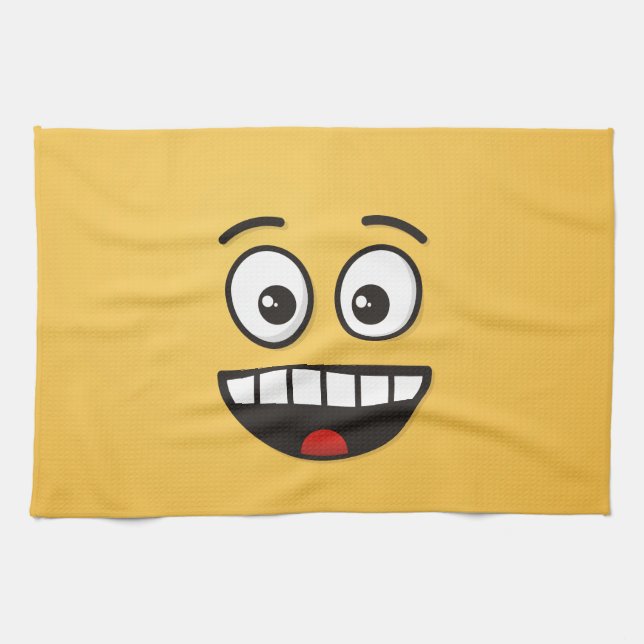 Lächelndes Gesicht mit offenem Mund Geschirrtuch (Horizontal)