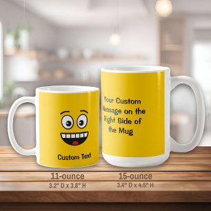 Lächelndes Gesicht mit offenem Mund Kaffeetasse