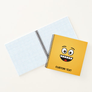 Lächelndes Gesicht mit offenem Mund Notizbuch