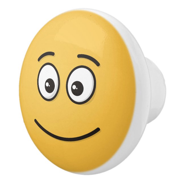 Lächelndes Gesicht mit offenen Augen Keramikknauf (Rechts)