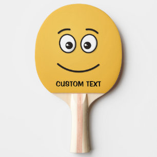 Lächelndes Gesicht mit offenen Augen Ping-Pong Pad Tischtennis Schläger