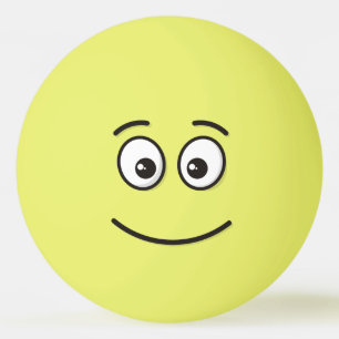 Lächelndes Gesicht mit offenen Augen Tischtennisball