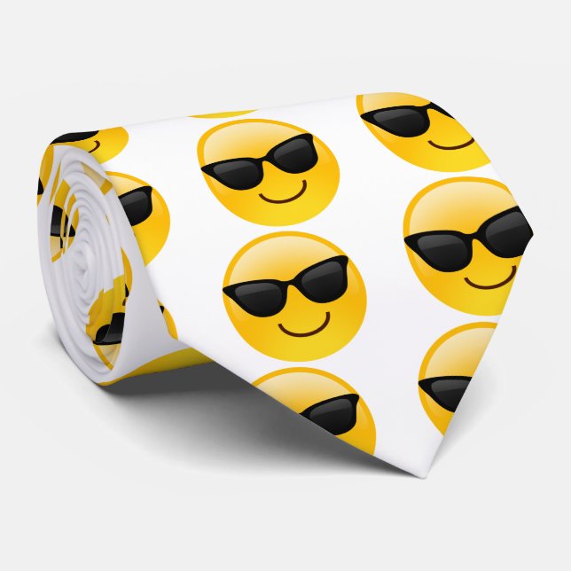 Lächelndes Gesicht mit Sonnenbrillen cooler Emoji Krawatte (Gerollt)
