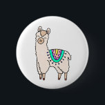 Lächelndes glückliches Alpaka-Cartoon zeichnend Ti Button<br><div class="desc">Llamas sind in diesen Tagen, und dieses niedlich lächelnde Lama wird bald Ihr Herz gewinnen!</div>