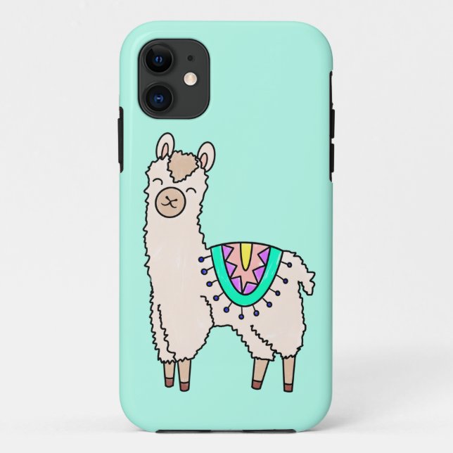 Lächelndes glückliches Alpaka-Cartoon zeichnend Ti Case-Mate iPhone Hülle (Rückseite)