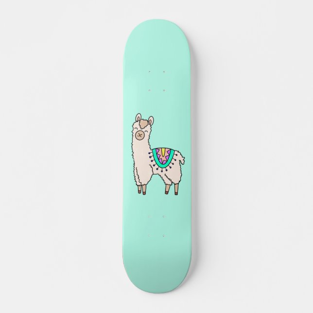 Lächelndes glückliches Alpaka-Cartoon zeichnend Ti Skateboard (Vorne)