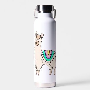 lächelndes glückliches Lama Alpaka Cartoon Tier Ze Trinkflasche
