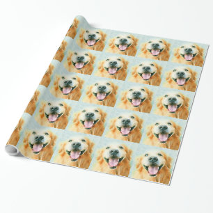 Lächelndes golden retriever im Aquarell Geschenkpapier