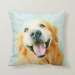 Lächelndes golden retriever im Aquarell Kissen
