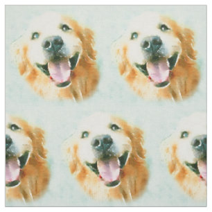 Lächelndes golden retriever im Aquarell Stoff