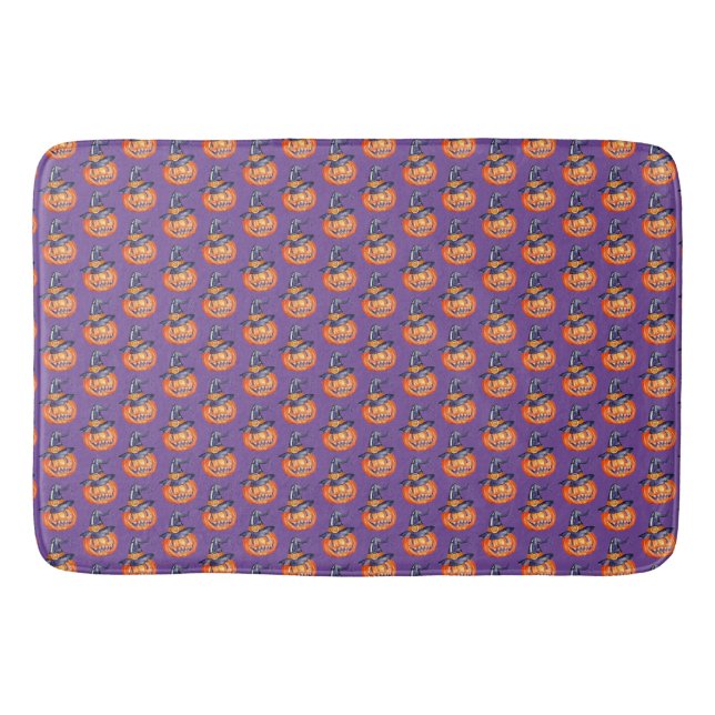 Lächelndes Halloween Kürbiswaschpapier Badematte (Vorderseite)