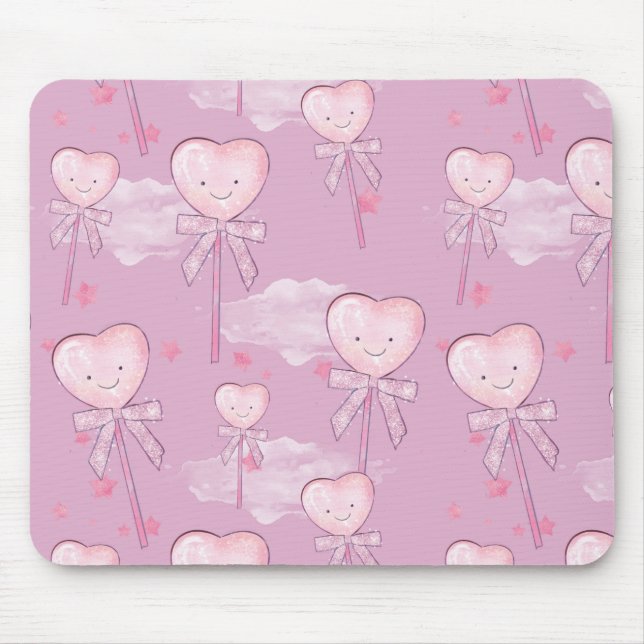 Lächelndes Herz Lollipop Mousepad (Vorne)