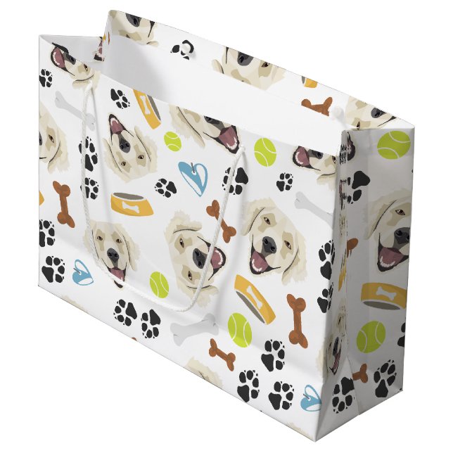 Lächelndes Hundegolden retriever Große Geschenktüte (Vorderseite Schrägansicht)