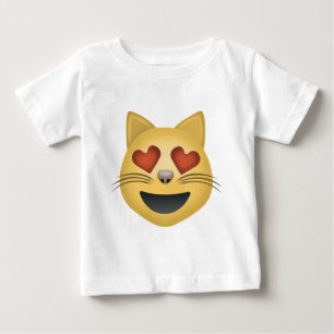 Lächelndes Katzen-Gesicht mit Herz-geformten Auge Baby T-shirt