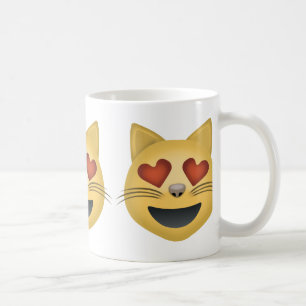 Lächelndes Katzen-Gesicht mit Herz-geformten Auge Kaffeetasse