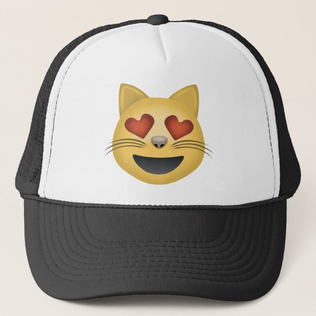 Lächelndes Katzen-Gesicht mit Herz-geformten Augen Truckerkappe (Vorderseite)