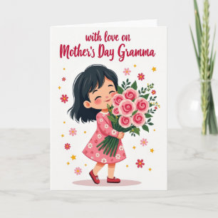 Lächelndes Kind Blumenkarte Karte