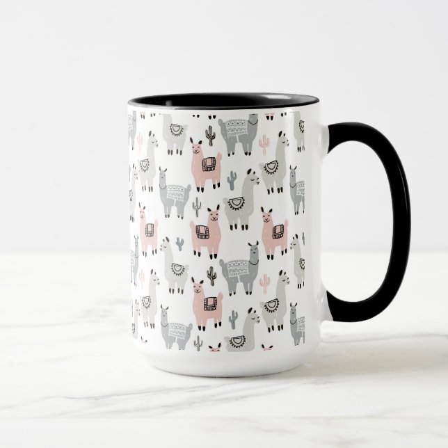 Lächelndes Lama-Muster Tasse (Rechts)