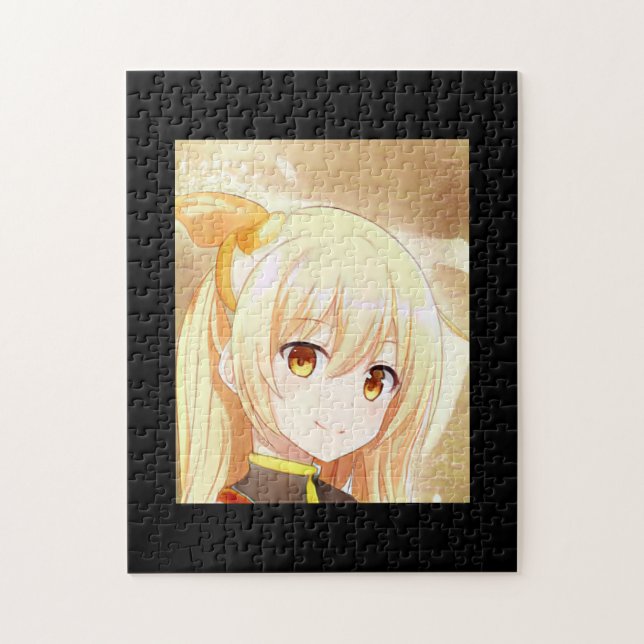 Lächelndes Mädchen mit gelben Augen Anime Manga (Vertikal)