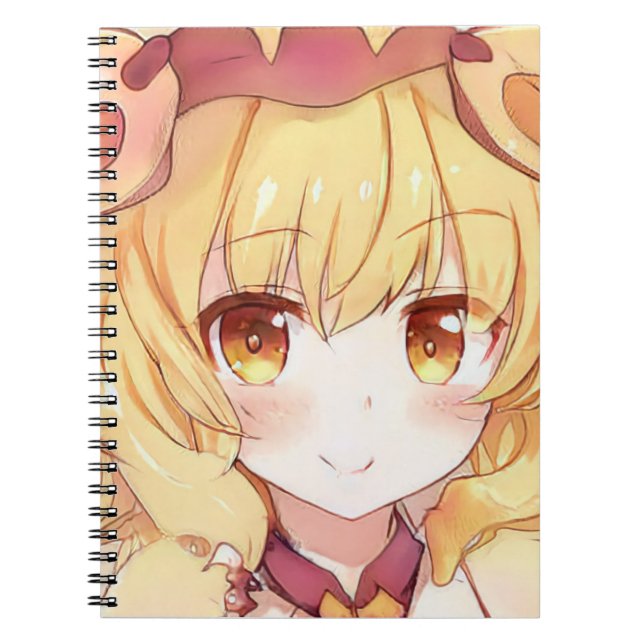 Lächelndes Mädchen mit gelben Augen Anime Manga Notizblock (Vorderseite)