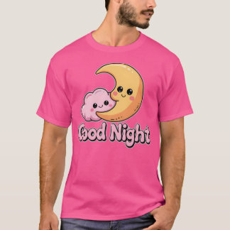 Lächelndes Mond und wolkiges Sprichwort Gute Nacht T-Shirt