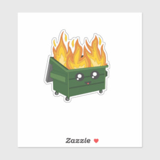 Lächelndes Niedliches Dumpster-Feuer Aufkleber