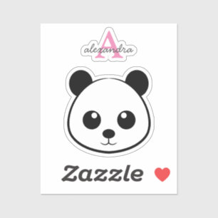 Lächelndes Panda-Gesicht Monogram Aufkleber