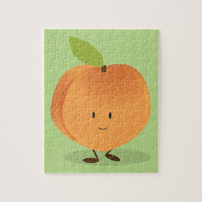 Lächelndes Peach Fruit Cartoon Charakter Fun Food (Vertikal)