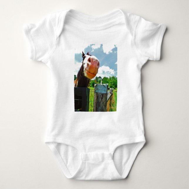 Lächelndes Pferd Baby Strampler (Vorderseite)
