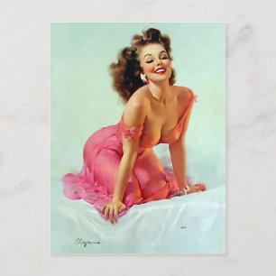Lächelndes Pin Up Mädchen Postkarte
