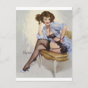 Lächelndes Pin Up Mädchen Postkarte
