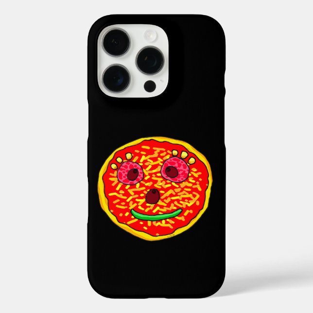 Lächelndes Pizza Face Illustration Design iPhone 16 Pro Hülle (Rückseite)