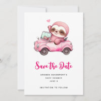 Lächelndes rosa Faultier, das ein Cabrio antreibt