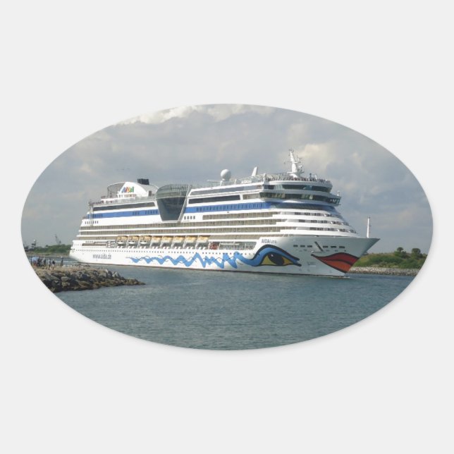Lächelndes Schiff Ovaler Aufkleber (Vorderseite)