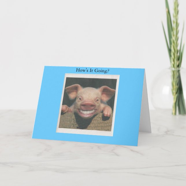 lächelndes Schwein, wie es geht Karte (Vorderseite)