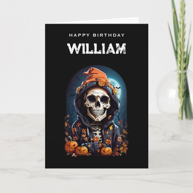 Lächelndes Skelett wird alt Geburtstag Karte (Vorderseite)