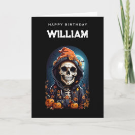 Lächelndes Skelett wird alt Geburtstag Karte