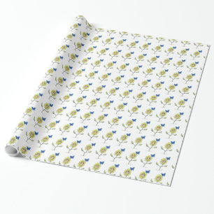 Lächelndes Sonnenblumenschmetterlingspapier Geschenkpapier